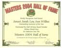 Sensei Sarah Lou Ann Wilkes - Outstanding Instructor of the Year Award and Induction into the Masters 2004 Hall of Fame